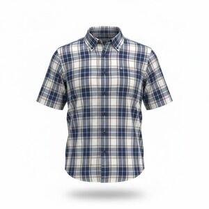 Carhartt Rugged Flex Shirt Lightweight‎ Short Sleeve Plaid Mens Large Blue White
